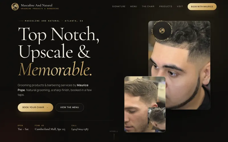 Masculine And Natural website after the redesign